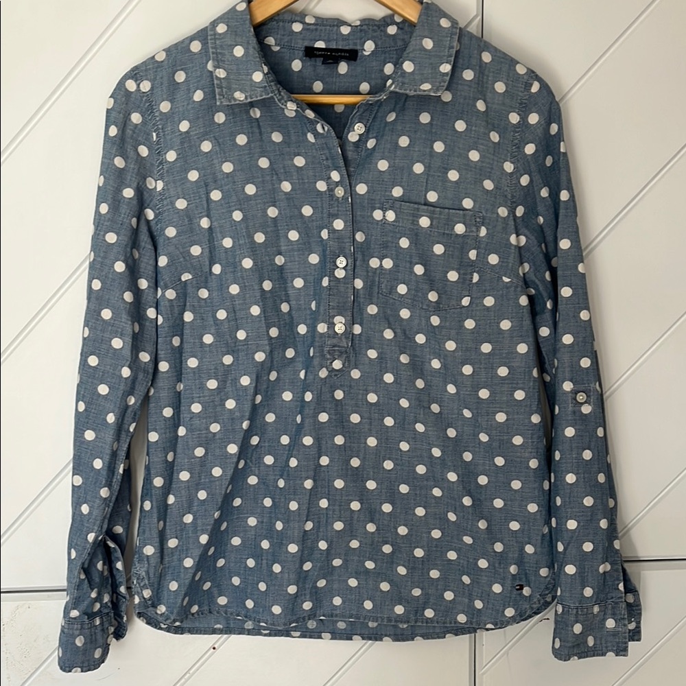 Tommy Hilfiger medium Blue Polka Dot Long Sleeve Shirt